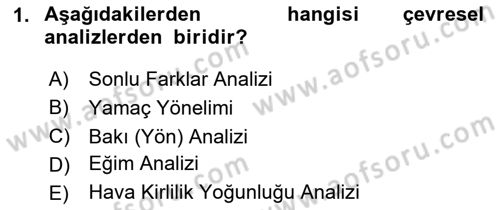 Yerel Yönetimlerde CBS Uygulamaları Dersi 2020 - 2021 Yılı Yaz Okulu Sınav Soruları 1. Soru
