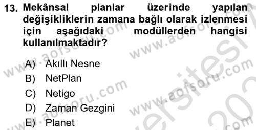 Yerel Yönetimlerde CBS Uygulamaları Dersi 2020 - 2021 Yılı Yaz Okulu Sınav Soruları 13. Soru