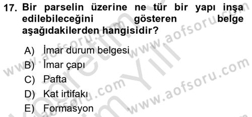 Yerel Yönetimlerde CBS Uygulamaları Dersi 2020 - 2021 Yılı Yaz Okulu Sınav Soruları 17. Soru