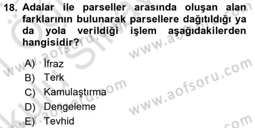 Yerel Yönetimlerde CBS Uygulamaları Dersi 2020 - 2021 Yılı Yaz Okulu Sınav Soruları 18. Soru