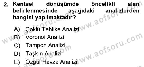 Yerel Yönetimlerde CBS Uygulamaları Dersi 2020 - 2021 Yılı Yaz Okulu Sınav Soruları 2. Soru