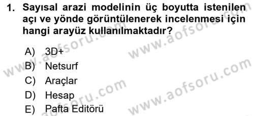 Yerel Yönetimlerde CBS Uygulamaları Dersi 2021 - 2022 Yılı (Vize) Ara Sınav Soruları 1. Soru