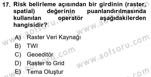 Yerel Yönetimlerde CBS Uygulamaları Dersi 2021 - 2022 Yılı (Vize) Ara Sınav Soruları 17. Soru