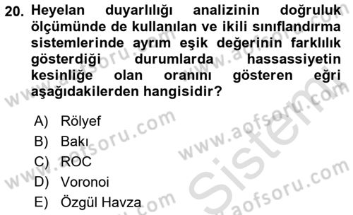 Yerel Yönetimlerde CBS Uygulamaları Dersi 2021 - 2022 Yılı (Vize) Ara Sınav Soruları 20. Soru
