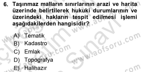 Yerel Yönetimlerde CBS Uygulamaları Dersi 2021 - 2022 Yılı (Vize) Ara Sınav Soruları 6. Soru