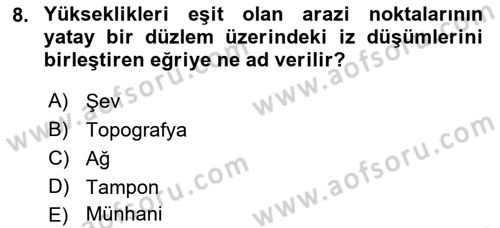 Yerel Yönetimlerde CBS Uygulamaları Dersi 2021 - 2022 Yılı (Vize) Ara Sınav Soruları 8. Soru