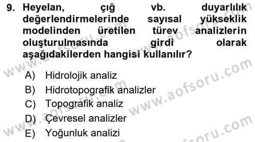Yerel Yönetimlerde CBS Uygulamaları Dersi 2021 - 2022 Yılı (Vize) Ara Sınav Soruları 9. Soru