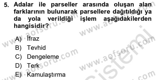 Yerel Yönetimlerde CBS Uygulamaları Dersi 2021 - 2022 Yılı (Final) Dönem Sonu Sınav Soruları 5. Soru