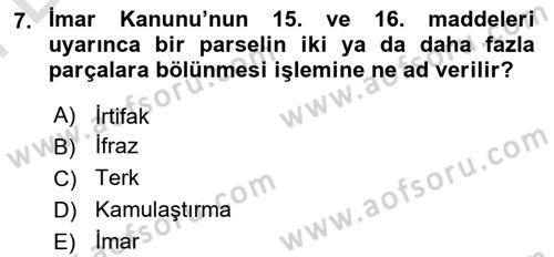 Yerel Yönetimlerde CBS Uygulamaları Dersi 2021 - 2022 Yılı (Final) Dönem Sonu Sınav Soruları 7. Soru