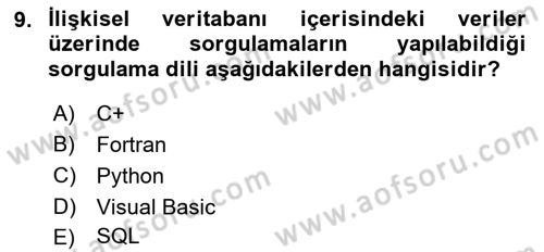 Yerel Yönetimlerde CBS Uygulamaları Dersi 2021 - 2022 Yılı (Final) Dönem Sonu Sınav Soruları 9. Soru