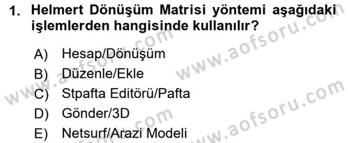 Yerel Yönetimlerde CBS Uygulamaları Dersi 2021 - 2022 Yılı Yaz Okulu Sınav Soruları 1. Soru