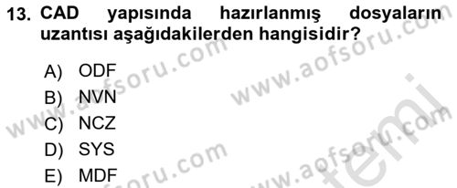 Yerel Yönetimlerde CBS Uygulamaları Dersi 2021 - 2022 Yılı Yaz Okulu Sınav Soruları 13. Soru