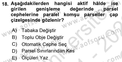 Yerel Yönetimlerde CBS Uygulamaları Dersi 2021 - 2022 Yılı Yaz Okulu Sınav Soruları 18. Soru