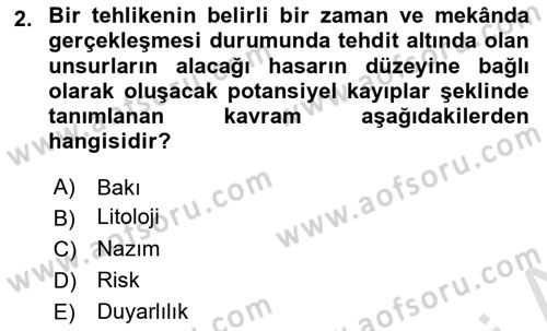 Yerel Yönetimlerde CBS Uygulamaları Dersi 2021 - 2022 Yılı Yaz Okulu Sınav Soruları 2. Soru