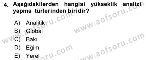 Yerel Yönetimlerde CBS Uygulamaları Dersi 2021 - 2022 Yılı Yaz Okulu Sınav Soruları 4. Soru