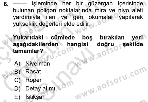 Yerel Yönetimlerde CBS Uygulamaları Dersi 2021 - 2022 Yılı Yaz Okulu Sınav Soruları 6. Soru