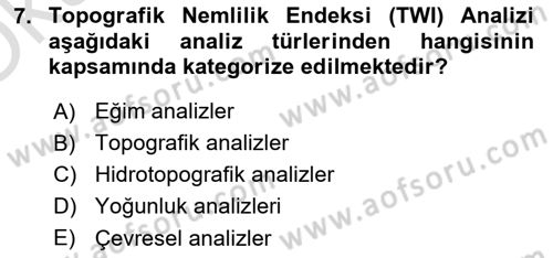 Yerel Yönetimlerde CBS Uygulamaları Dersi 2021 - 2022 Yılı Yaz Okulu Sınav Soruları 7. Soru