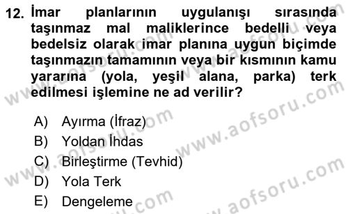 Yerel Yönetimlerde CBS Uygulamaları Dersi 2022 - 2023 Yılı Yaz Okulu Sınav Soruları 12. Soru