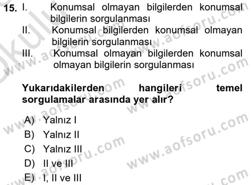 Yerel Yönetimlerde CBS Uygulamaları Dersi 2022 - 2023 Yılı Yaz Okulu Sınav Soruları 15. Soru