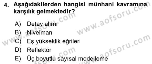 Yerel Yönetimlerde CBS Uygulamaları Dersi 2022 - 2023 Yılı Yaz Okulu Sınav Soruları 4. Soru