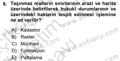 Yerel Yönetimlerde CBS Uygulamaları Dersi 2022 - 2023 Yılı Yaz Okulu Sınav Soruları 6. Soru