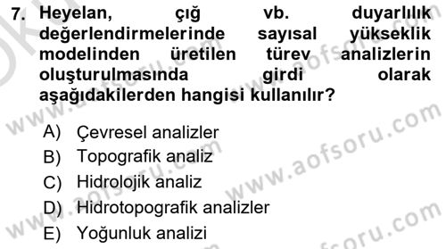 Yerel Yönetimlerde CBS Uygulamaları Dersi 2022 - 2023 Yılı Yaz Okulu Sınav Soruları 7. Soru