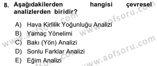 Yerel Yönetimlerde CBS Uygulamaları Dersi 2022 - 2023 Yılı Yaz Okulu Sınav Soruları 8. Soru