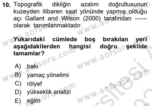 Yerel Yönetimlerde CBS Uygulamaları Dersi 2023 - 2024 Yılı (Vize) Ara Sınav Soruları 10. Soru