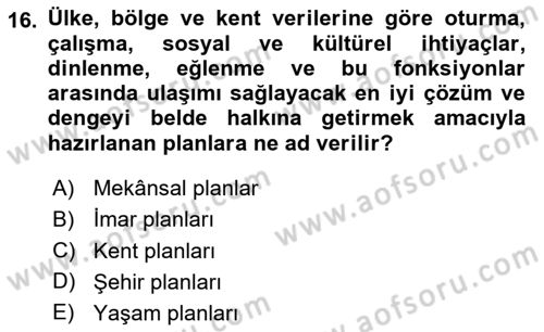 Yerel Yönetimlerde CBS Uygulamaları Dersi 2023 - 2024 Yılı (Vize) Ara Sınav Soruları 16. Soru