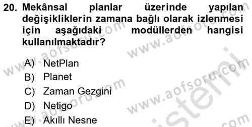Yerel Yönetimlerde CBS Uygulamaları Dersi 2023 - 2024 Yılı (Vize) Ara Sınav Soruları 20. Soru