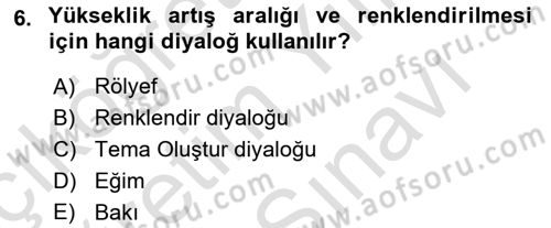 Yerel Yönetimlerde CBS Uygulamaları Dersi 2023 - 2024 Yılı (Vize) Ara Sınav Soruları 6. Soru