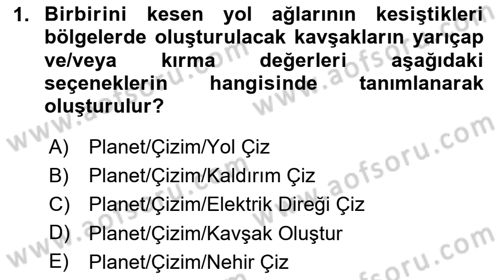 Yerel Yönetimlerde CBS Uygulamaları Dersi 2023 - 2024 Yılı (Final) Dönem Sonu Sınav Soruları 1. Soru