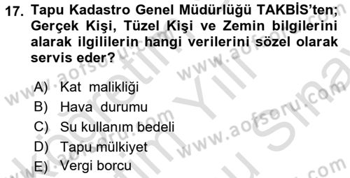Yerel Yönetimlerde CBS Uygulamaları Dersi 2023 - 2024 Yılı (Final) Dönem Sonu Sınav Soruları 17. Soru