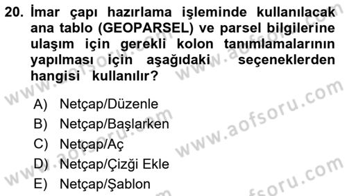 Yerel Yönetimlerde CBS Uygulamaları Dersi 2023 - 2024 Yılı (Final) Dönem Sonu Sınav Soruları 20. Soru