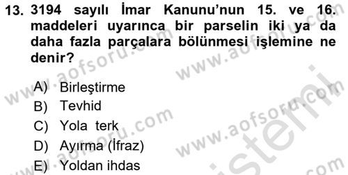 Yerel Yönetimlerde CBS Uygulamaları Dersi 2023 - 2024 Yılı Yaz Okulu Sınav Soruları 13. Soru