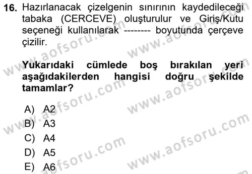 Yerel Yönetimlerde CBS Uygulamaları Dersi 2023 - 2024 Yılı Yaz Okulu Sınav Soruları 16. Soru