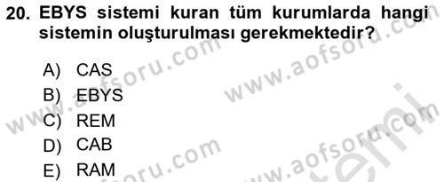 Yerel Yönetimlerde CBS Uygulamaları Dersi 2023 - 2024 Yılı Yaz Okulu Sınav Soruları 20. Soru