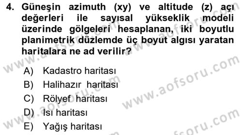 Yerel Yönetimlerde CBS Uygulamaları Dersi 2023 - 2024 Yılı Yaz Okulu Sınav Soruları 4. Soru