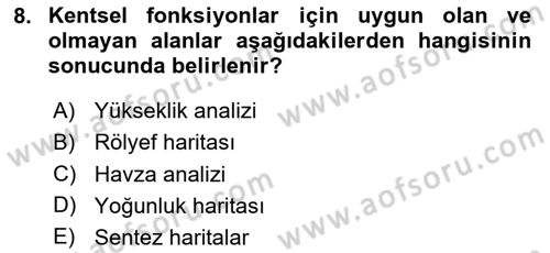 Yerel Yönetimlerde CBS Uygulamaları Dersi 2023 - 2024 Yılı Yaz Okulu Sınav Soruları 8. Soru
