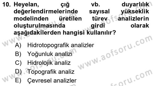 Yerel Yönetimlerde CBS Uygulamaları Dersi 2024 - 2025 Yılı (Vize) Ara Sınav Soruları 10. Soru