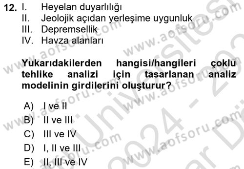 Yerel Yönetimlerde CBS Uygulamaları Dersi 2024 - 2025 Yılı (Vize) Ara Sınav Soruları 12. Soru