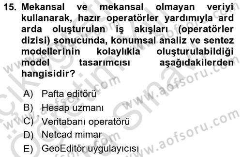 Yerel Yönetimlerde CBS Uygulamaları Dersi 2024 - 2025 Yılı (Vize) Ara Sınav Soruları 15. Soru