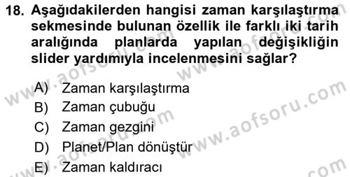 Yerel Yönetimlerde CBS Uygulamaları Dersi 2024 - 2025 Yılı (Vize) Ara Sınav Soruları 18. Soru