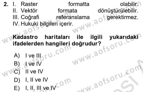 Yerel Yönetimlerde CBS Uygulamaları Dersi 2024 - 2025 Yılı (Vize) Ara Sınav Soruları 2. Soru