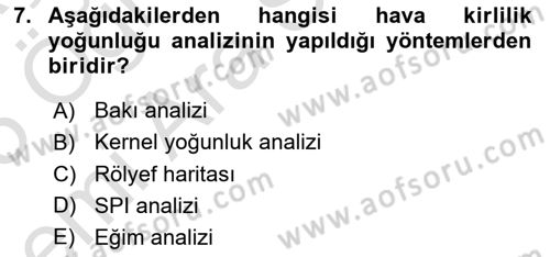 Yerel Yönetimlerde CBS Uygulamaları Dersi 2024 - 2025 Yılı (Vize) Ara Sınav Soruları 7. Soru