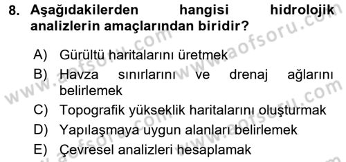 Yerel Yönetimlerde CBS Uygulamaları Dersi 2024 - 2025 Yılı (Vize) Ara Sınav Soruları 8. Soru