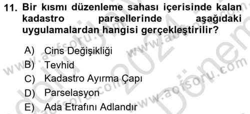 Yerel Yönetimlerde CBS Uygulamaları Dersi 2024 - 2025 Yılı (Final) Dönem Sonu Sınav Soruları 11. Soru