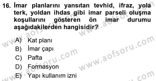 Yerel Yönetimlerde CBS Uygulamaları Dersi 2024 - 2025 Yılı (Final) Dönem Sonu Sınav Soruları 16. Soru