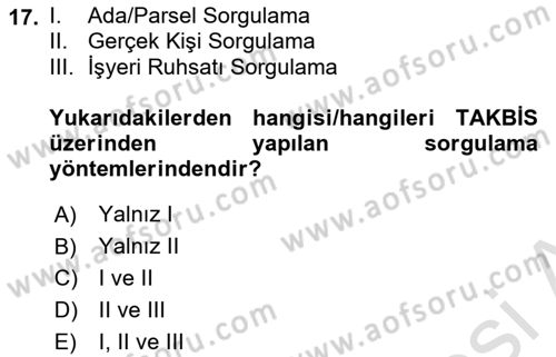 Yerel Yönetimlerde CBS Uygulamaları Dersi 2024 - 2025 Yılı (Final) Dönem Sonu Sınav Soruları 17. Soru