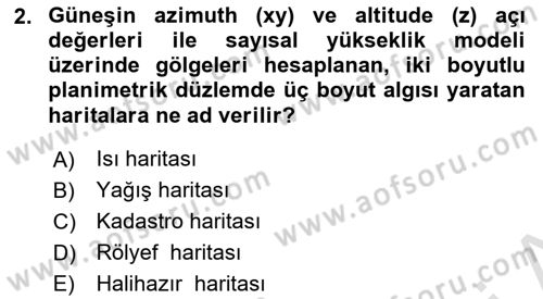 Yerel Yönetimlerde CBS Uygulamaları Dersi 2024 - 2025 Yılı (Final) Dönem Sonu Sınav Soruları 2. Soru